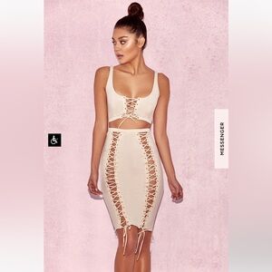 House of CB CYLIA NUDE RIBBED TWO PIECE WITH LACE UPS
